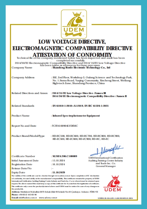 CE Certification-Infrared Oil Test Equipment